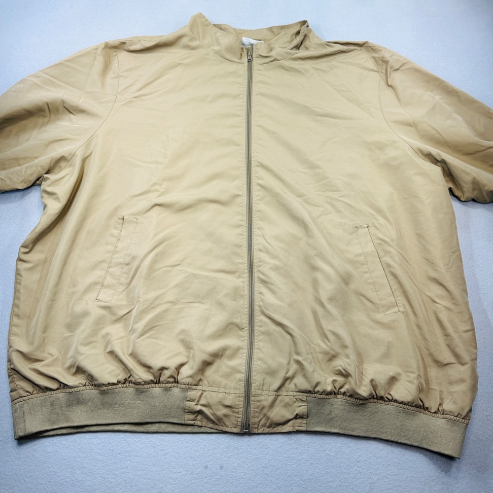 KingSize Mens 6XL Big Tan Khaki Full Zip Mesh Lined Bomber Jacket Windbreaker